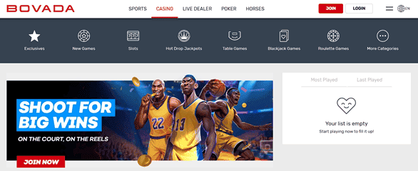 Bovada USDT casino review screenshot 2